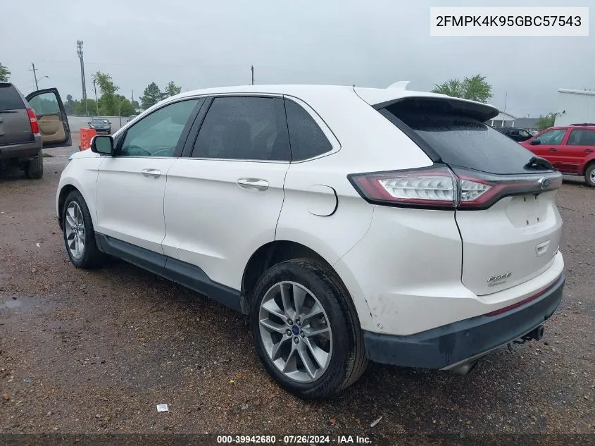 2016 Ford Edge Titanium VIN: 2FMPK4K95GBC57543 Lot: 39942680