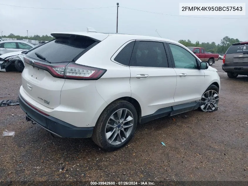 2016 Ford Edge Titanium VIN: 2FMPK4K95GBC57543 Lot: 39942680