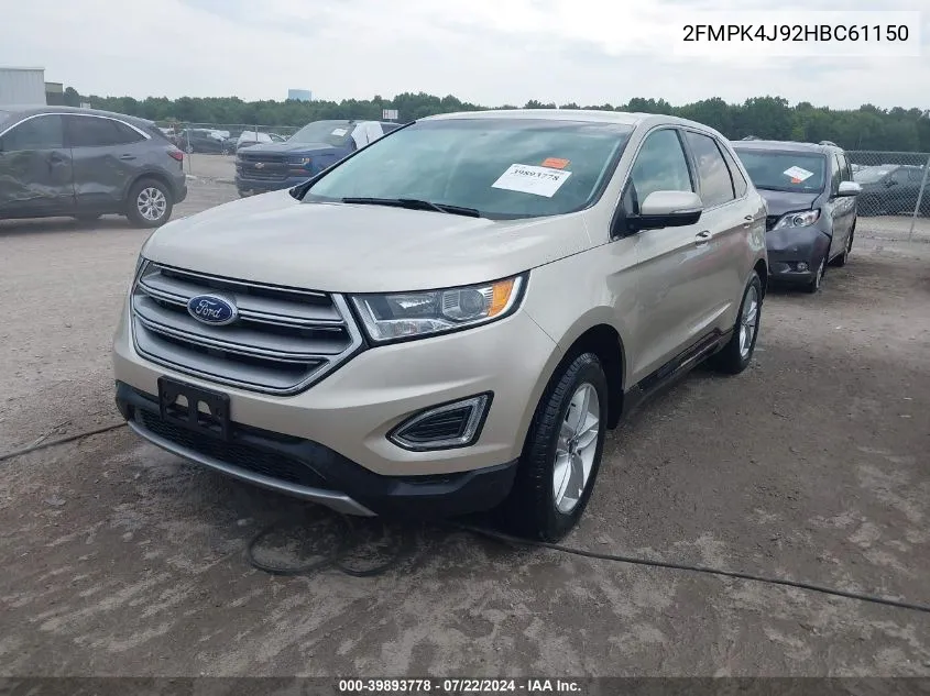 2017 Ford Edge Sel VIN: 2FMPK4J92HBC61150 Lot: 39893778