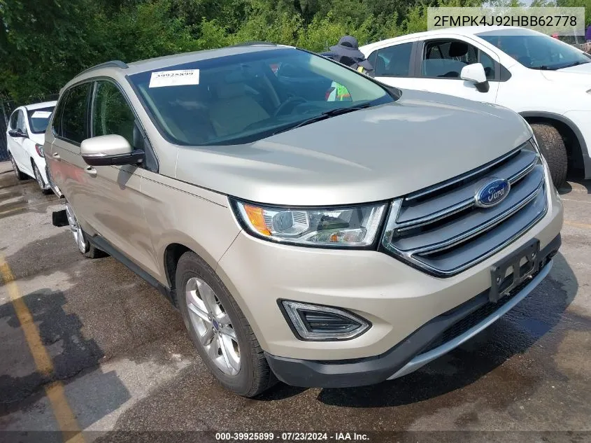 2017 Ford Edge Sel VIN: 2FMPK4J92HBB62778 Lot: 39925899