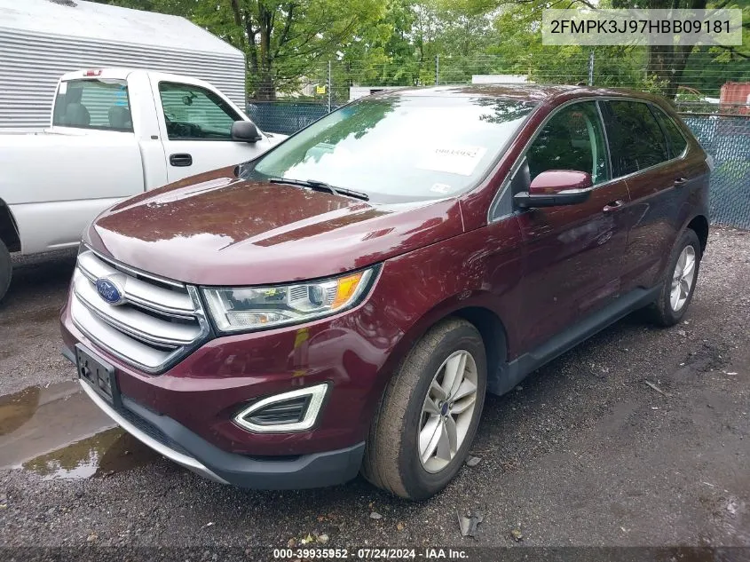 2017 Ford Edge Sel VIN: 2FMPK3J97HBB09181 Lot: 39935952