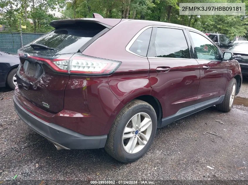 2017 Ford Edge Sel VIN: 2FMPK3J97HBB09181 Lot: 39935952