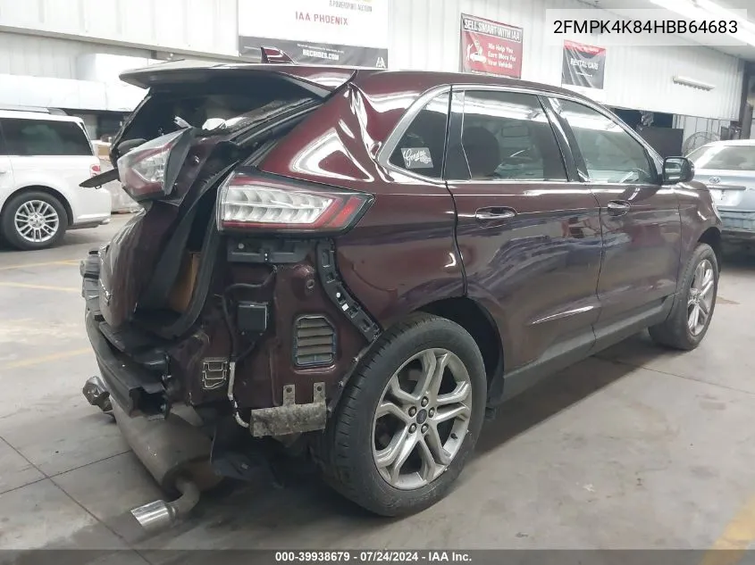 2017 Ford Edge Titanium VIN: 2FMPK4K84HBB64683 Lot: 39938679