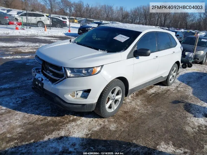 2FMPK4G92HBC04003 2017 Ford Edge Se