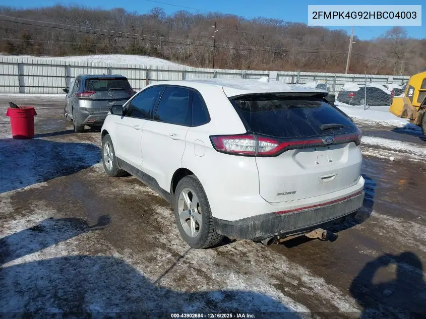 2FMPK4G92HBC04003 2017 Ford Edge Se