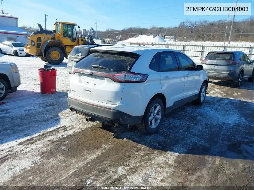 2FMPK4G92HBC04003 2017 Ford Edge Se
