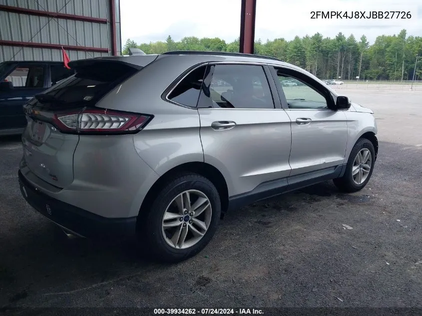 2018 Ford Edge Sel VIN: 2FMPK4J8XJBB27726 Lot: 39934262