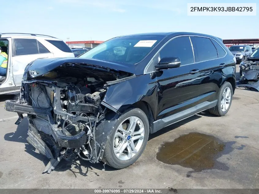 2018 Ford Edge Titanium VIN: 2FMPK3K93JBB42795 Lot: 39976095