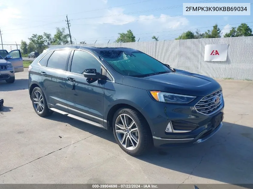 2019 Ford Edge Titanium VIN: 2FMPK3K90KBB69034 Lot: 39904698