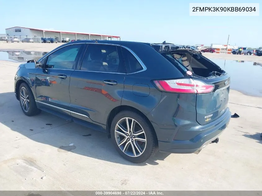 2019 Ford Edge Titanium VIN: 2FMPK3K90KBB69034 Lot: 39904698