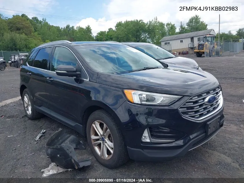 2019 Ford Edge Sel VIN: 2FMPK4J91KBB02983 Lot: 39905895