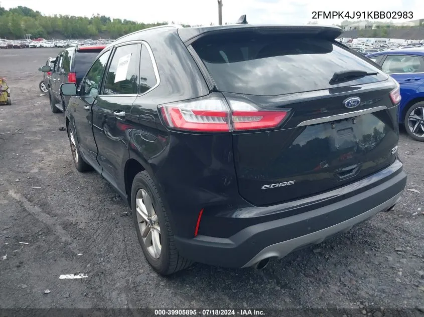 2019 Ford Edge Sel VIN: 2FMPK4J91KBB02983 Lot: 39905895