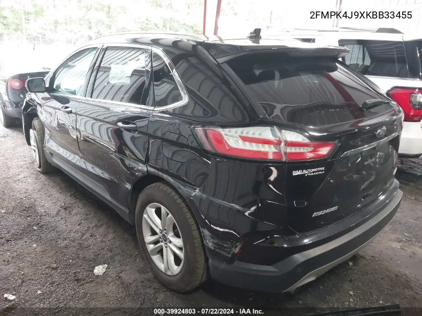 2019 Ford Edge Sel VIN: 2FMPK4J9XKBB33455 Lot: 39924803