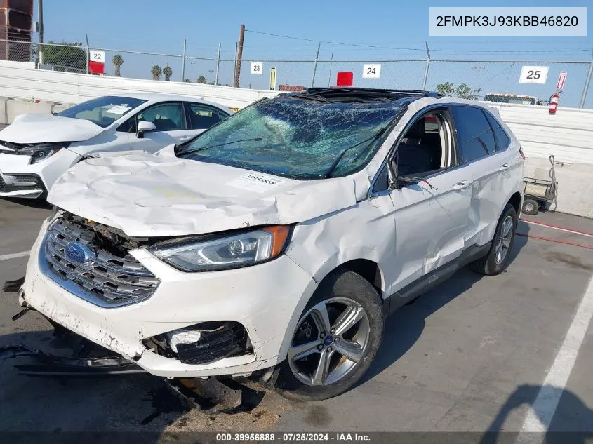 2019 Ford Edge Sel VIN: 2FMPK3J93KBB46820 Lot: 39956888