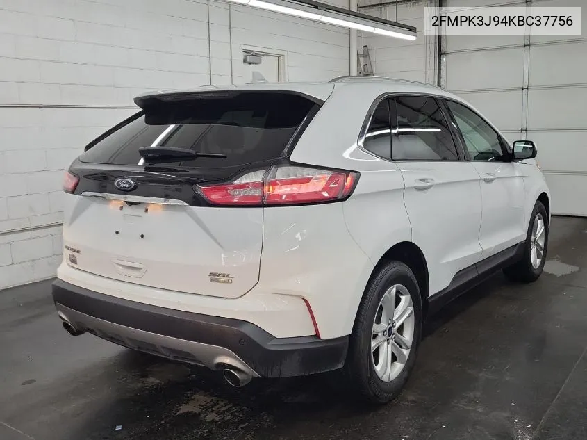 2019 Ford Edge Sel VIN: 2FMPK3J94KBC37756 Lot: 39995954