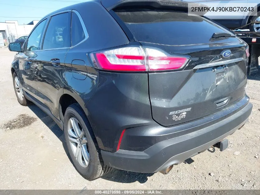 2019 Ford Edge Sel VIN: 2FMPK4J90KBC70243 Lot: 40270598