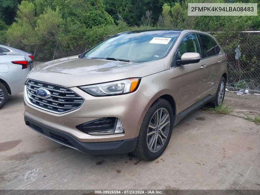 2020 Ford Edge Titanium VIN: 2FMPK4K94LBA08483 Lot: 39926594