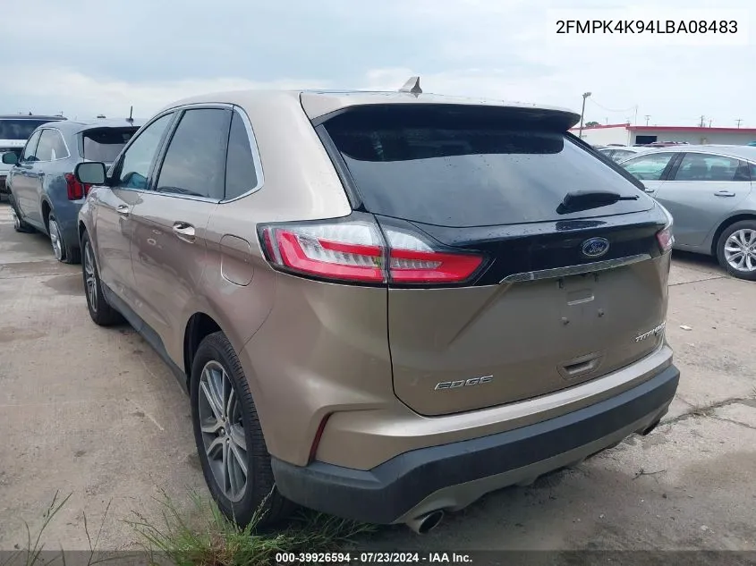 2020 Ford Edge Titanium VIN: 2FMPK4K94LBA08483 Lot: 39926594