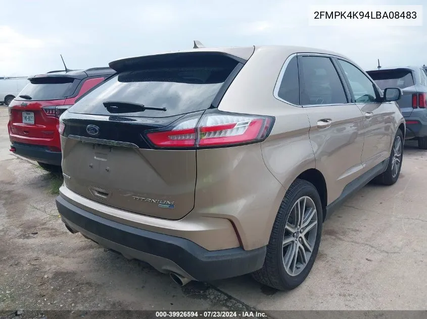 2020 Ford Edge Titanium VIN: 2FMPK4K94LBA08483 Lot: 39926594