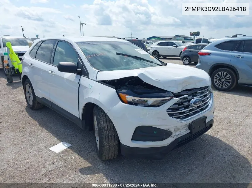 2FMPK3G92LBA26418 2020 Ford Edge Se