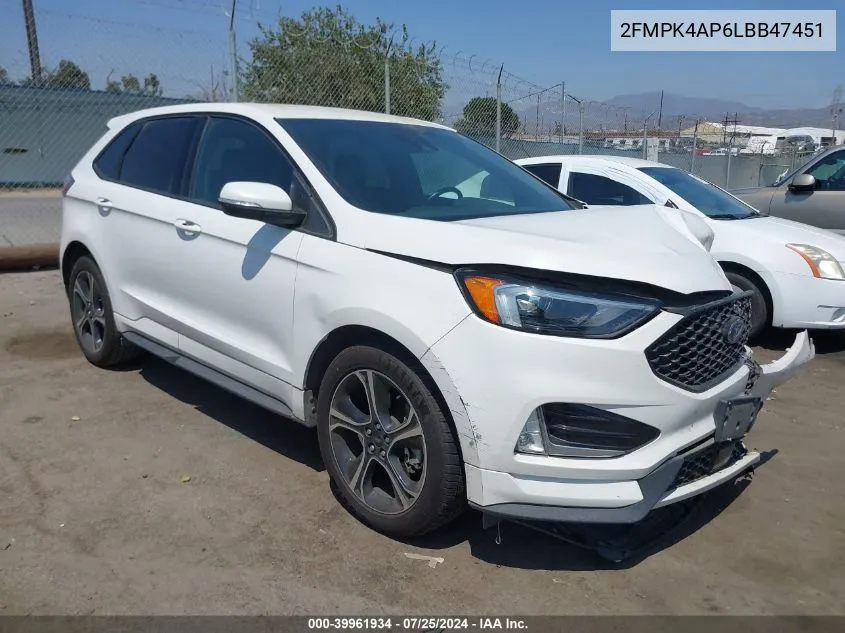 2020 Ford Edge St VIN: 2FMPK4AP6LBB47451 Lot: 39961934