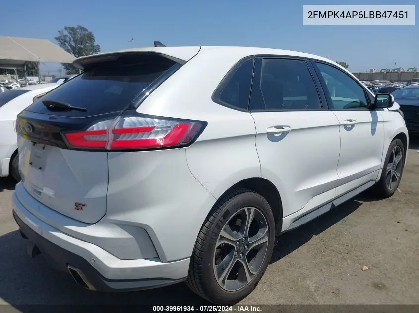 2020 Ford Edge St VIN: 2FMPK4AP6LBB47451 Lot: 39961934