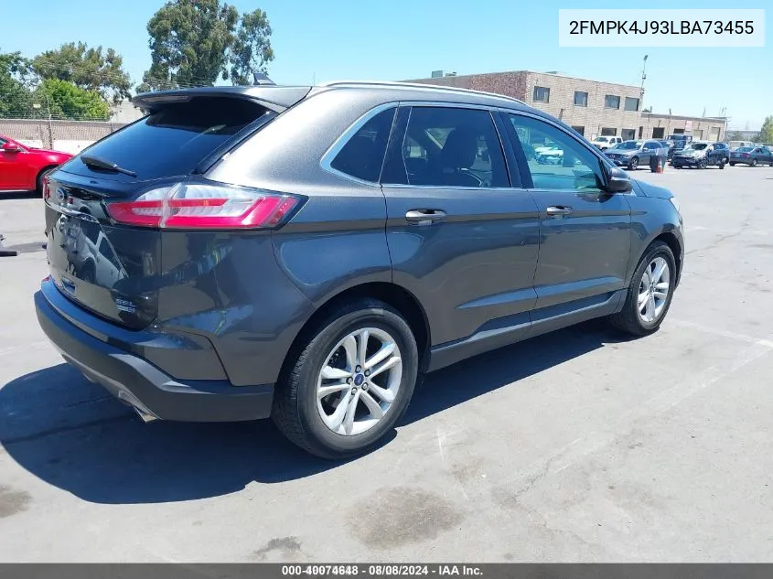 2020 Ford Edge Sel VIN: 2FMPK4J93LBA73455 Lot: 40074648