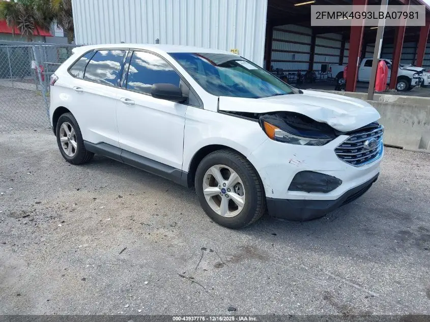 2FMPK4G93LBA07981 2020 Ford Edge Se