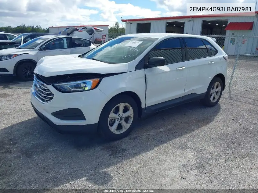 2FMPK4G93LBA07981 2020 Ford Edge Se