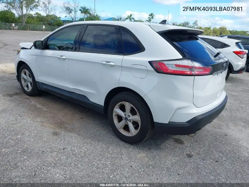 2FMPK4G93LBA07981 2020 Ford Edge Se