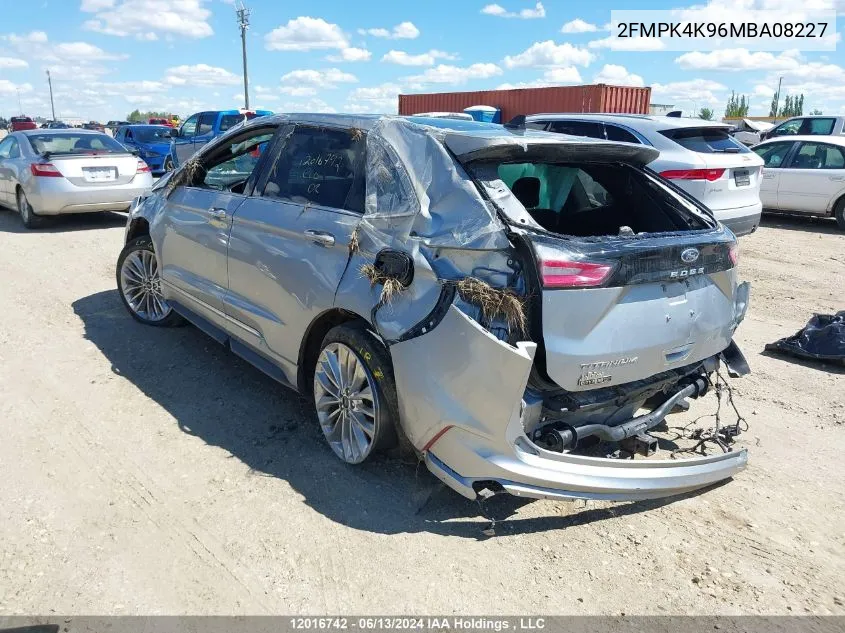 2021 Ford Edge Titanium VIN: 2FMPK4K96MBA08227 Lot: 12016742