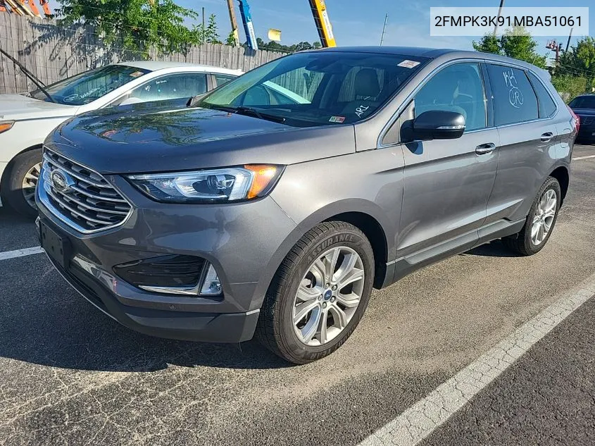 2021 Ford Edge Titanium VIN: 2FMPK3K91MBA51061 Lot: 39976101