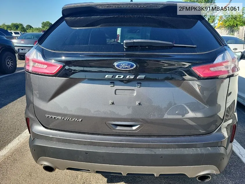 2021 Ford Edge Titanium VIN: 2FMPK3K91MBA51061 Lot: 39976101