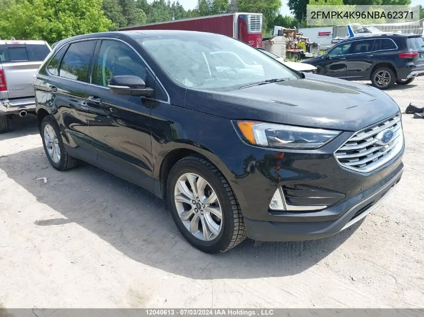 2022 Ford Edge Titanium VIN: 2FMPK4K96NBA62371 Lot: 12040613