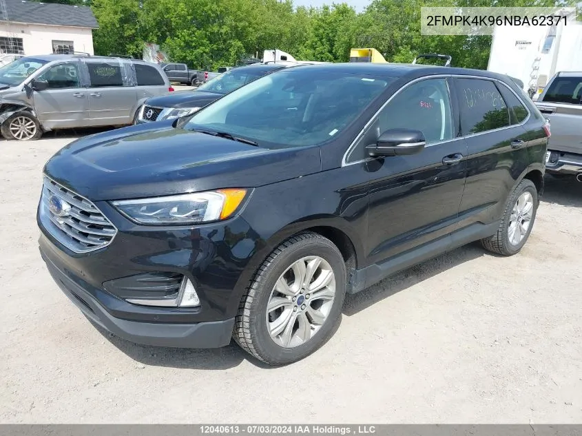 2022 Ford Edge Titanium VIN: 2FMPK4K96NBA62371 Lot: 12040613