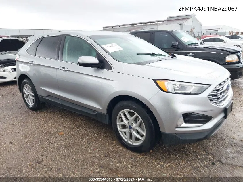 2022 Ford Edge Sel VIN: 2FMPK4J91NBA29067 Lot: 39944010