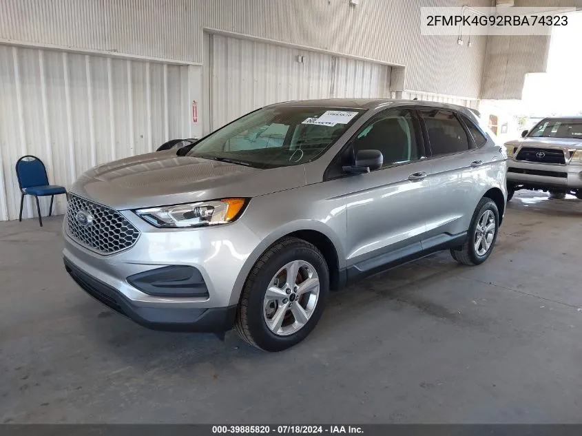 2024 Ford Edge Se VIN: 2FMPK4G92RBA74323 Lot: 39885820