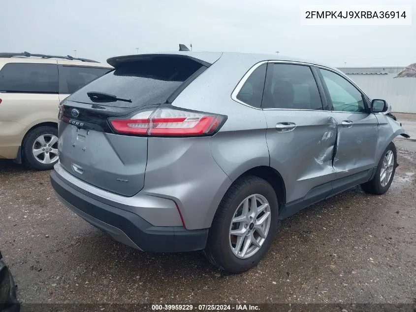 2024 Ford Edge Sel VIN: 2FMPK4J9XRBA36914 Lot: 39959229