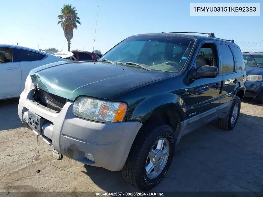 1FMYU03151KB92383 2001 Ford Escape Xlt