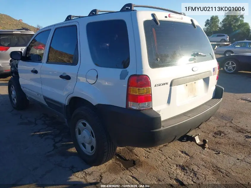 1FMYU02113KD01006 2003 Ford Escape Xls