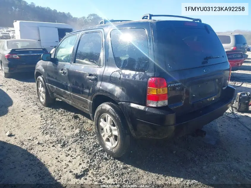 1FMYU03123KA92258 2003 Ford Escape Xlt