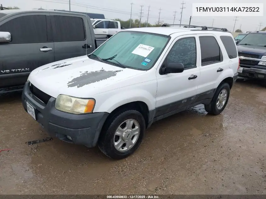 1FMYU03114KA72522 2004 Ford Escape Xlt