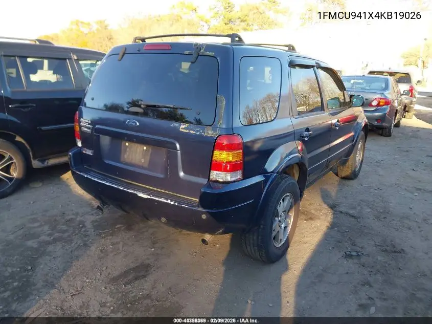 1FMCU941X4KB19026 2004 Ford Escape Limited