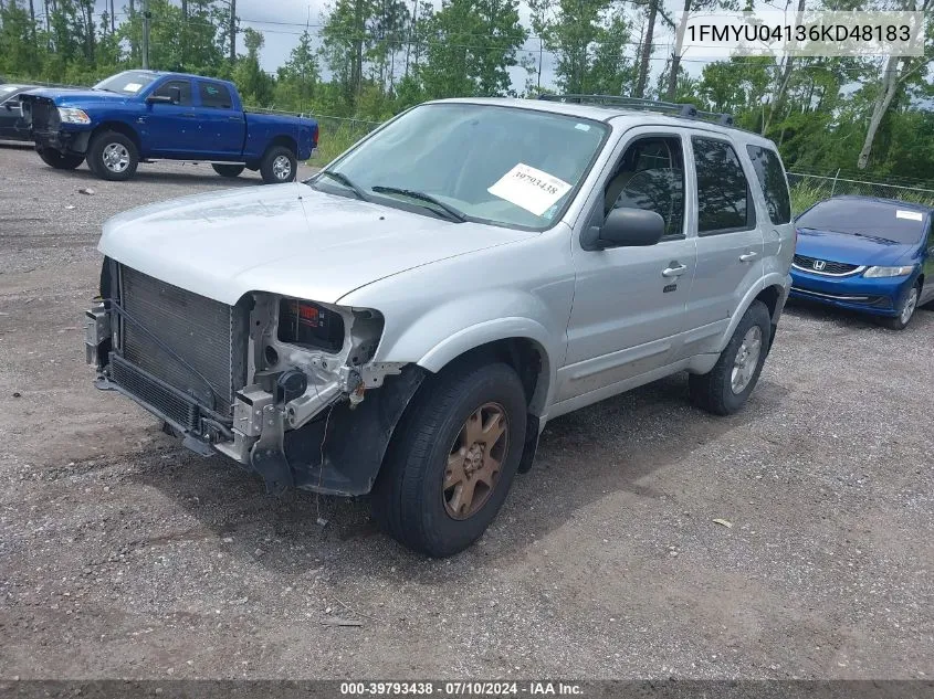 1FMYU04136KD48183 2006 Ford Escape Limited