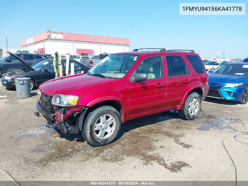 1FMYU94156KA41778 2006 Ford Escape Limited