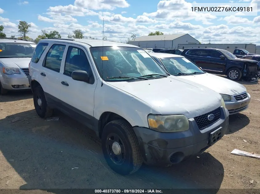 1FMYU02Z76KC49181 2006 Ford Escape Xls/Xls Manual