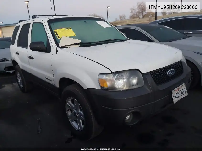 1FMYU95H26KC28066 2006 Ford Escape Hybrid