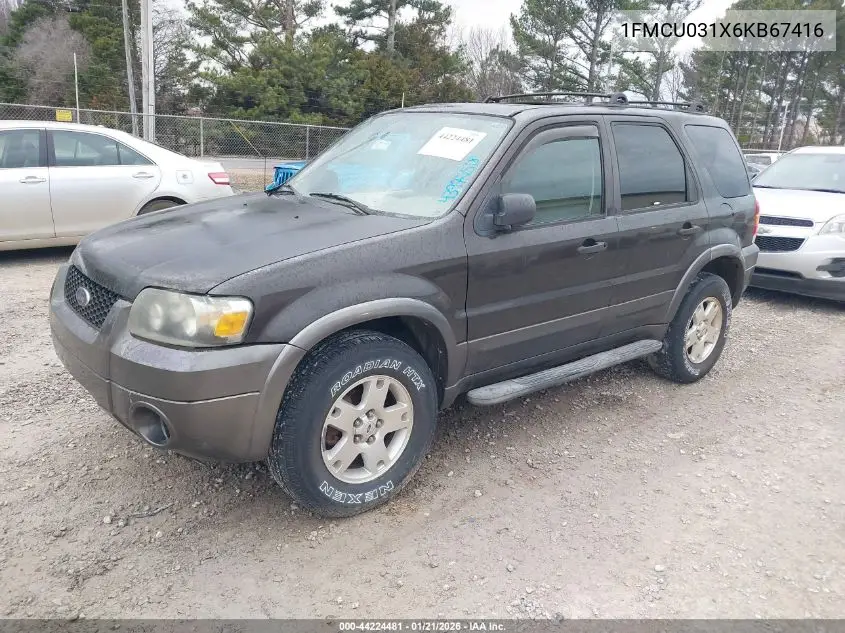 1FMCU031X6KB67416 2006 Ford Escape Xlt/Xlt Sport