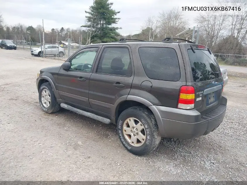 1FMCU031X6KB67416 2006 Ford Escape Xlt/Xlt Sport
