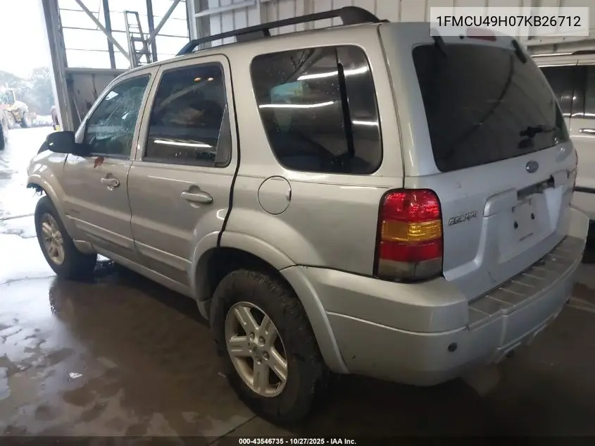 1FMCU49H07KB26712 2007 Ford Escape Hybrid